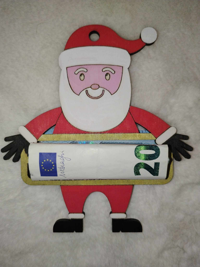 Père Noël en bois - Support à billets personnalisé