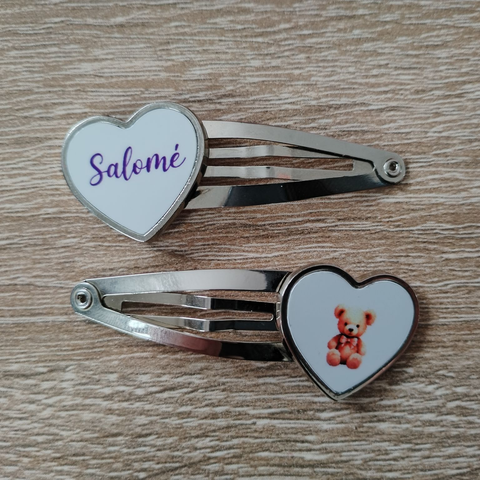 Barrettes à cheveux personnalisables pour enfants - Lot de 2 - Couleurs au choix